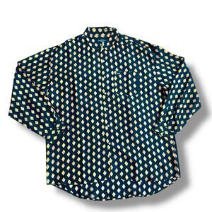 Vintage Guess Georges Marciano Men’s Size M 100% Silk Long Sleeve Shirt Aztec